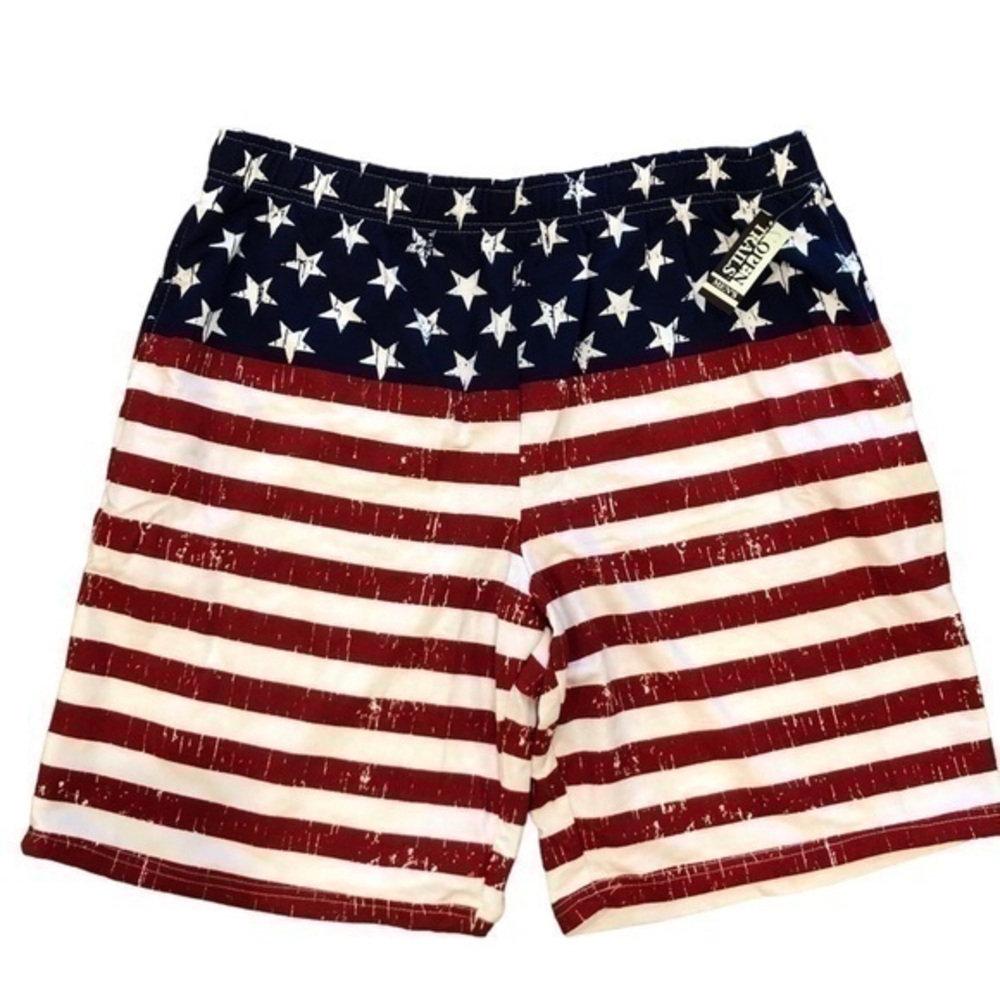 USA American flag stars and stripes swim board shorts